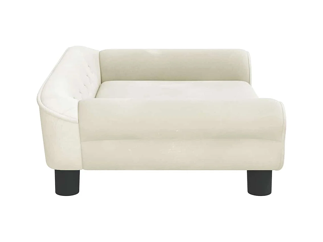 Cama para perros de terciopelo crema 70x48x22 cm