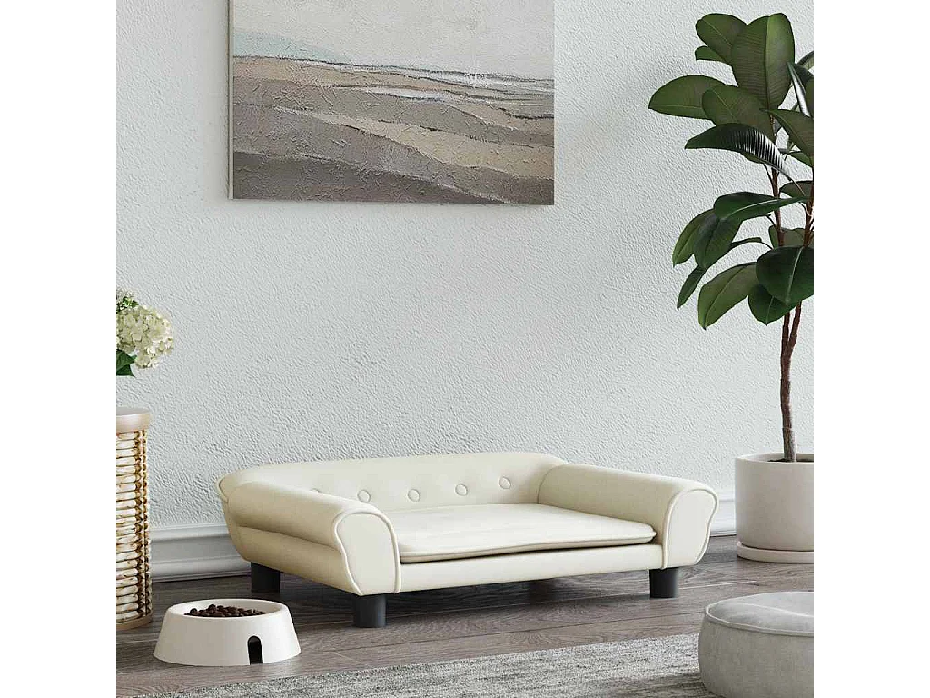 Lit pour chien crème 70x48x22 cm velours
