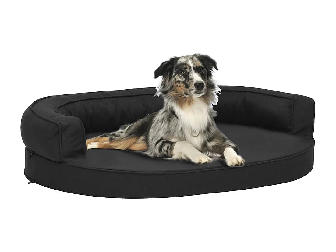 Matelas de lit ergonomique de chien 75x53 cm Aspect de lin Noir
