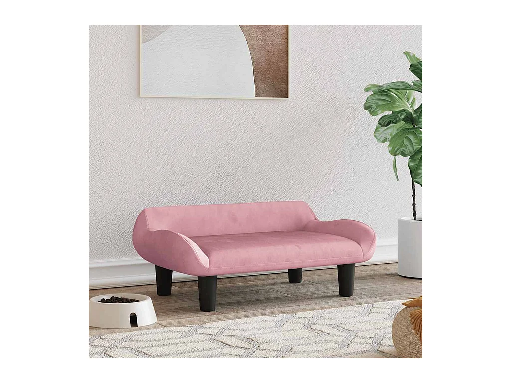 Cama para perros de terciopelo rosa 70x40x24 cm