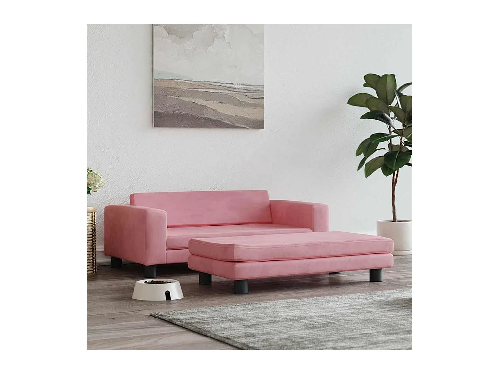 Cama para perros con extensión terciopelo rosa 100x50x30 cm