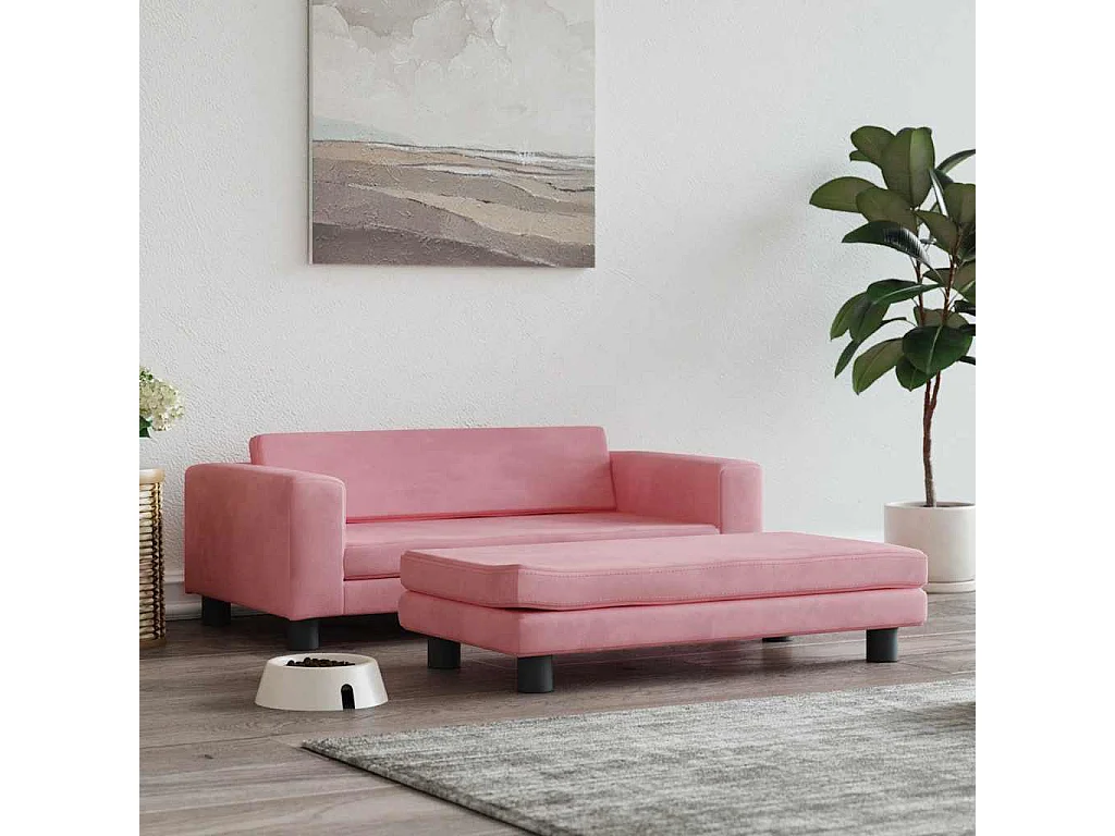 Cama para perros con extensión terciopelo rosa 100x50x30 cm