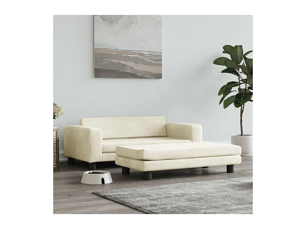 Lit pour chien avec extension crème 100x50x30 cm velours