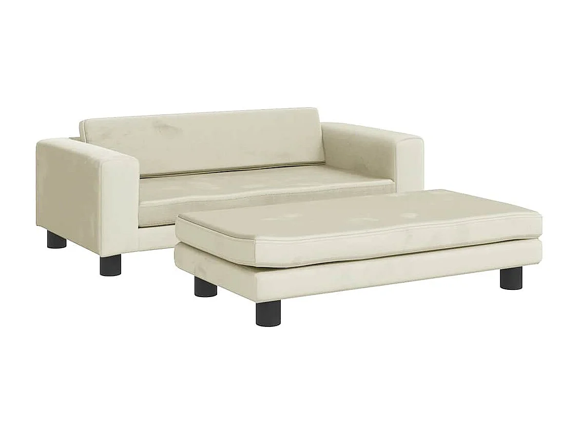 Cama para perros con extensión terciopelo crema 100x50x30 cm