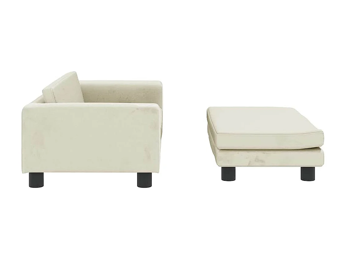 Cama para perros con extensión terciopelo crema 100x50x30 cm