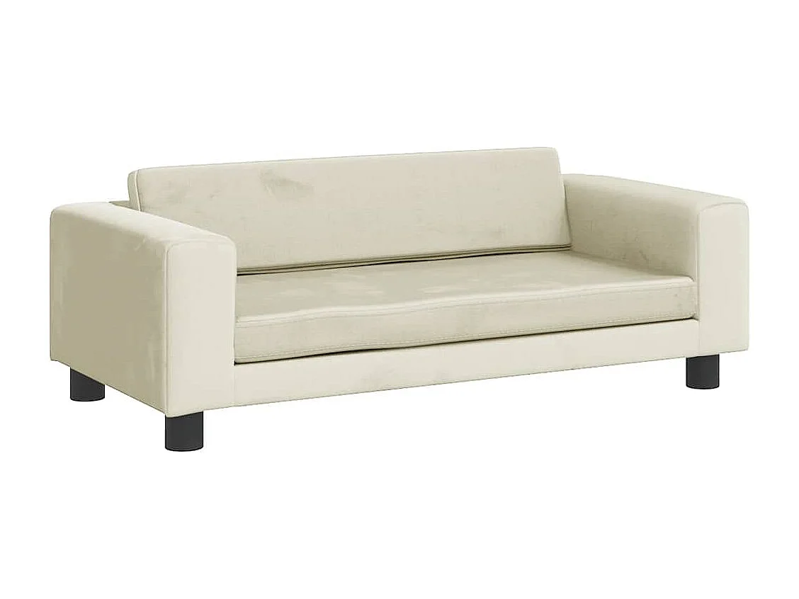 Cama para perros con extensión terciopelo crema 100x50x30 cm