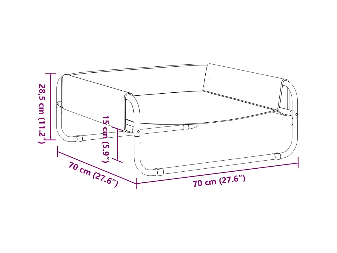 Cama elevada para perros tela oxford y acero gris antracita