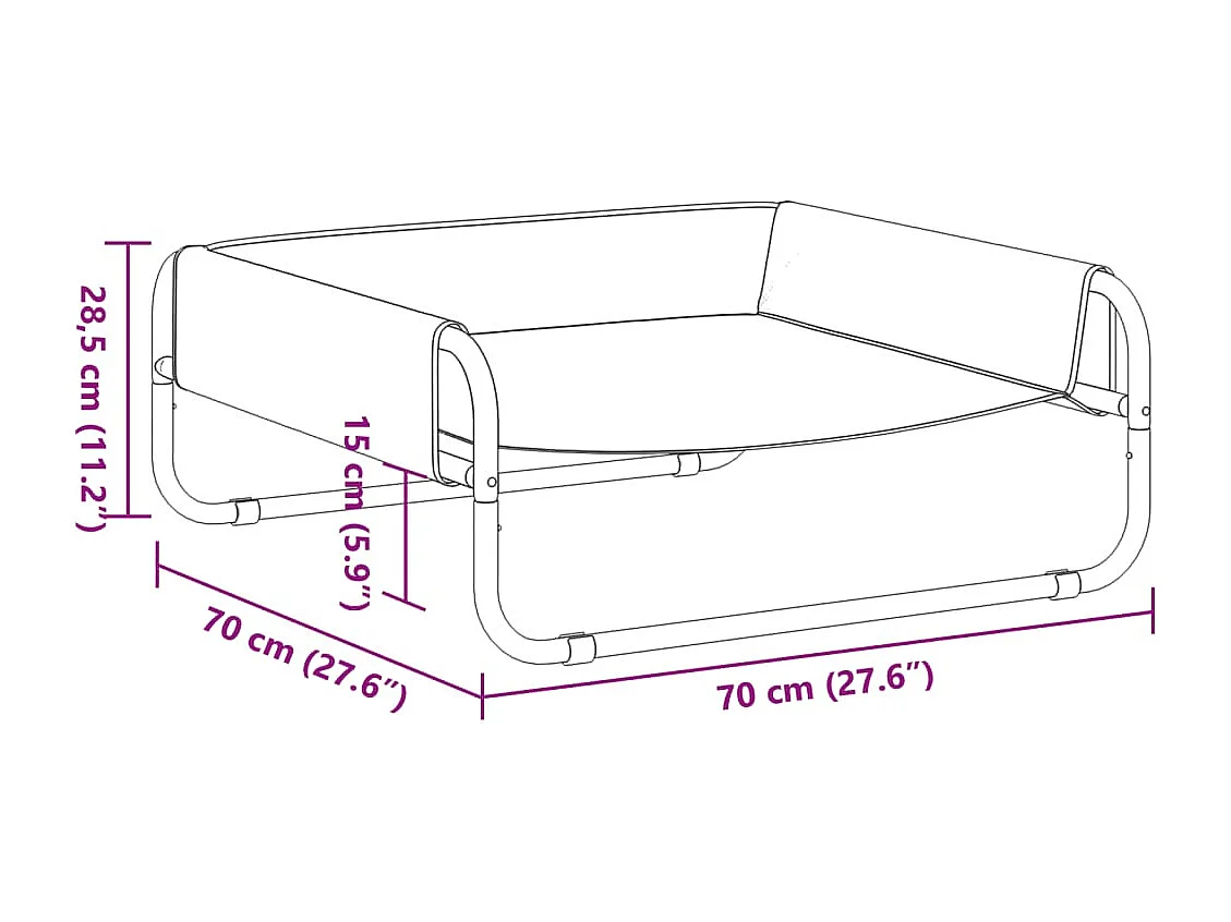 Cama elevada para perros tela oxford y acero gris antracita