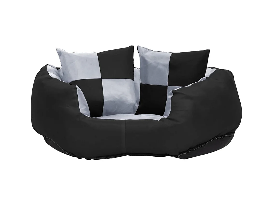 Almofadão p/ cães reversível e lavável 65x50x20 cm cinza/preto