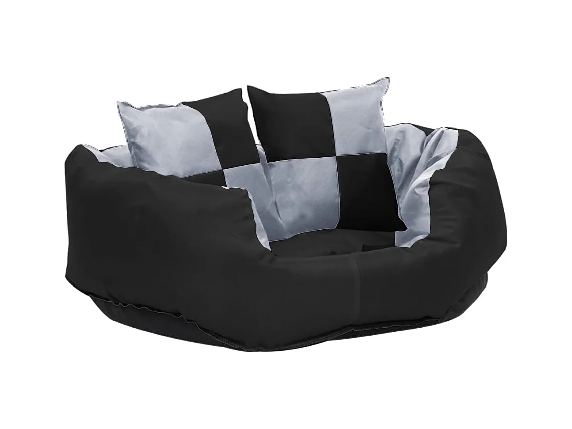 Almofadão p/ cães reversível e lavável 65x50x20 cm cinza/preto