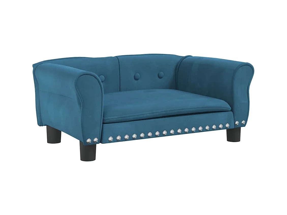 Cama para perros de terciopelo azul 70x45x30 cm
