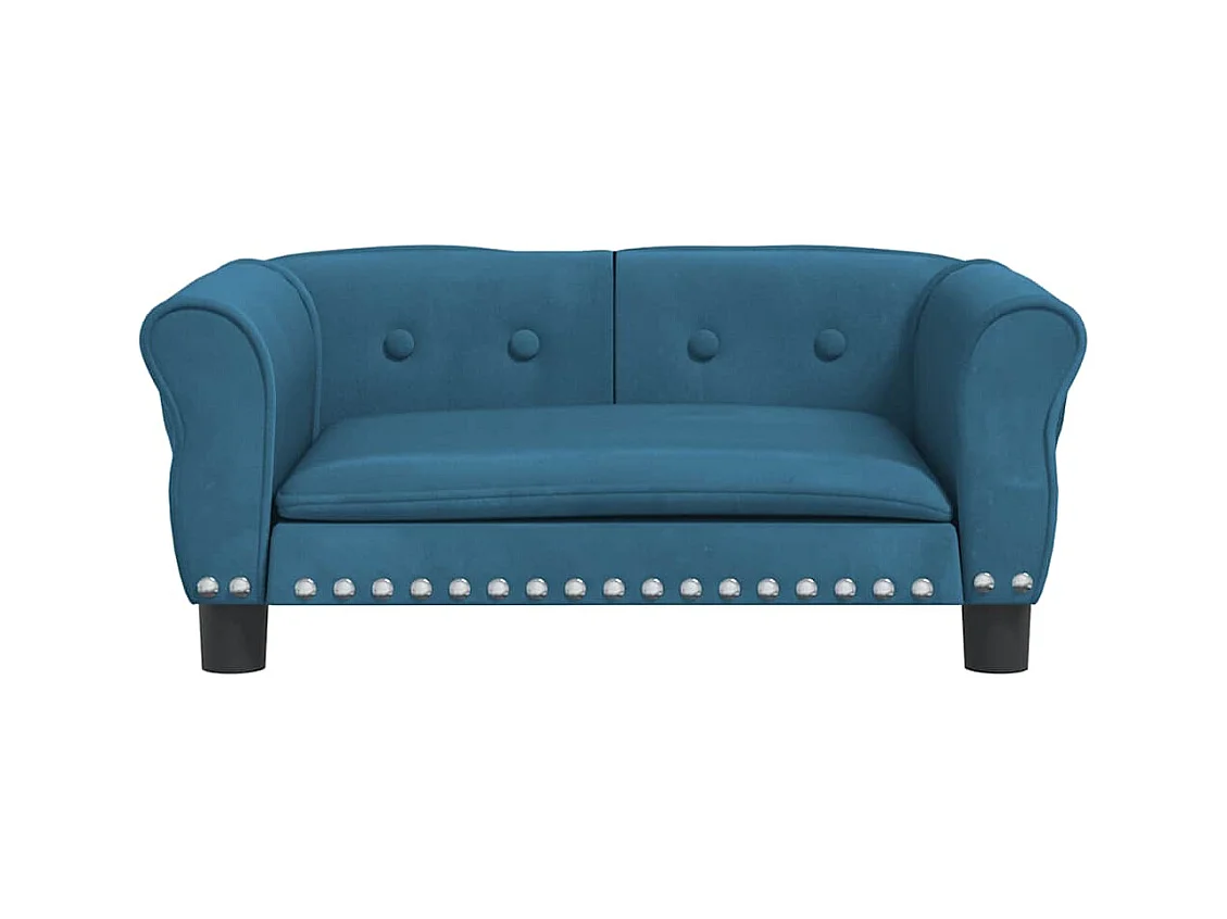 Cama para perros de terciopelo azul 70x45x30 cm