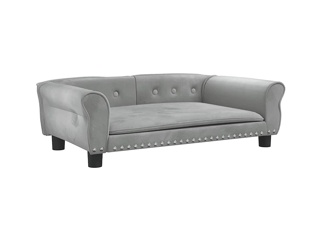 Cama para cães 95x55x30 cm veludo cinzento-claro