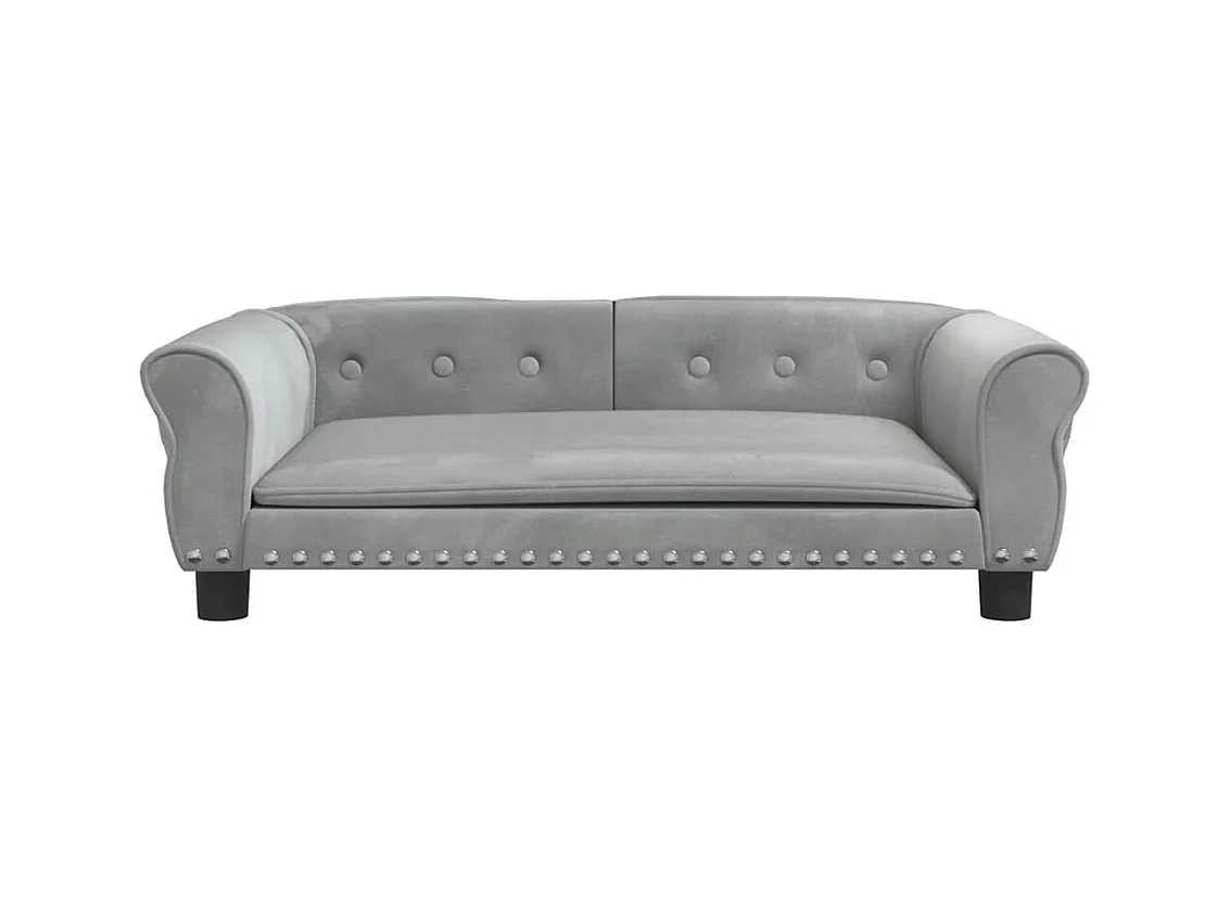 Cama para cães 95x55x30 cm veludo cinzento-claro