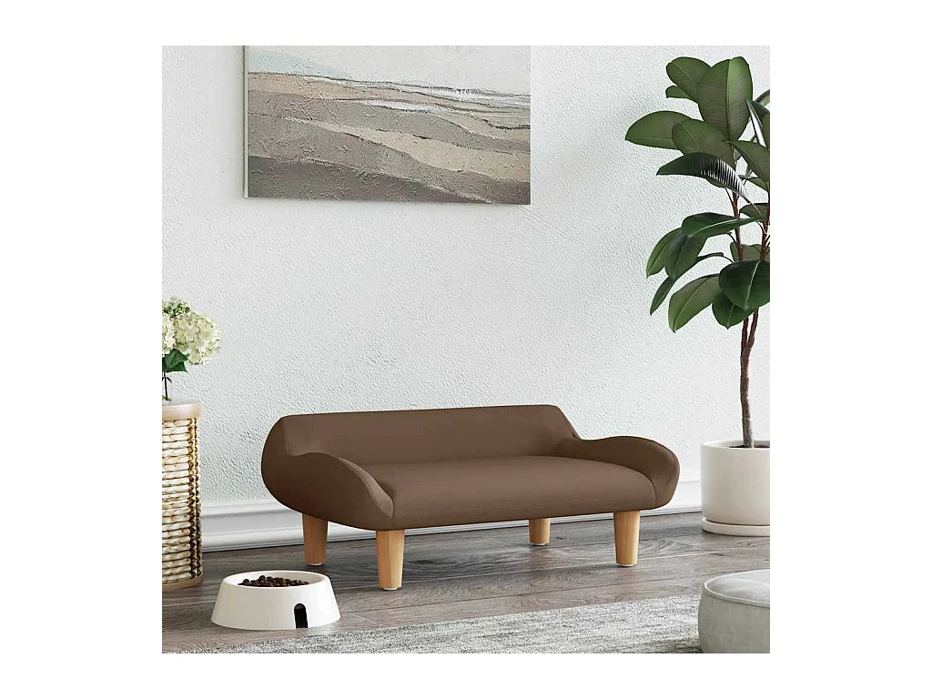 Lit pour chien marron 70x40x24 cm tissu