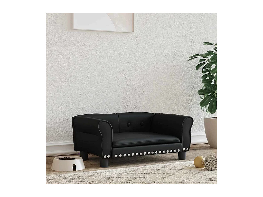 Cama para perros de cuero sintético negra 70x45x30 cm