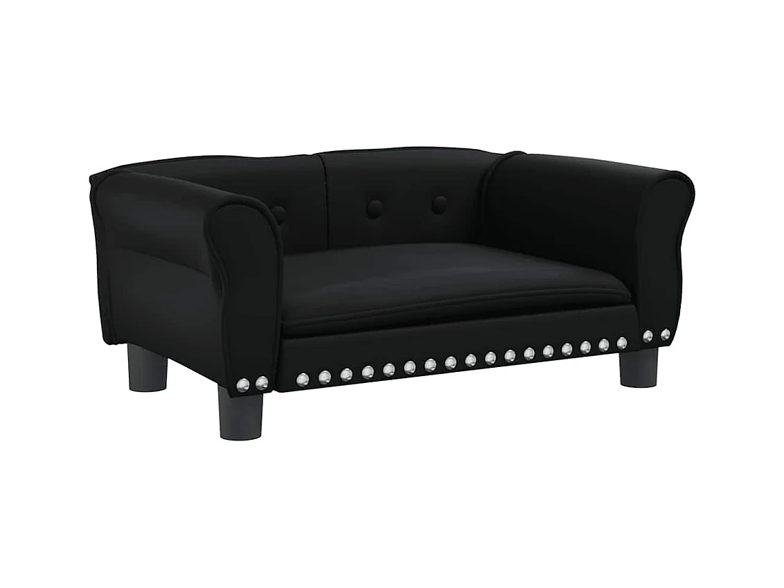 Cama para perros de cuero sintético negra 70x45x30 cm