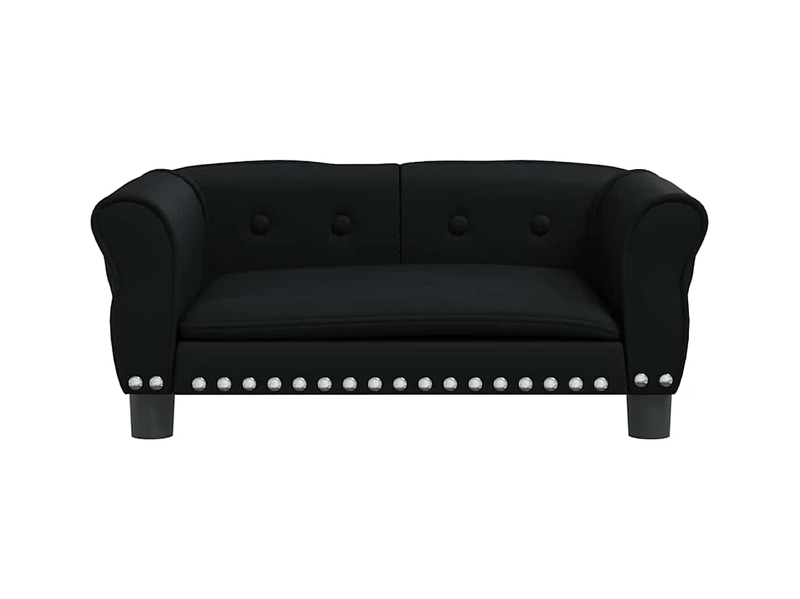 Cama para perros de cuero sintético negra 70x45x30 cm