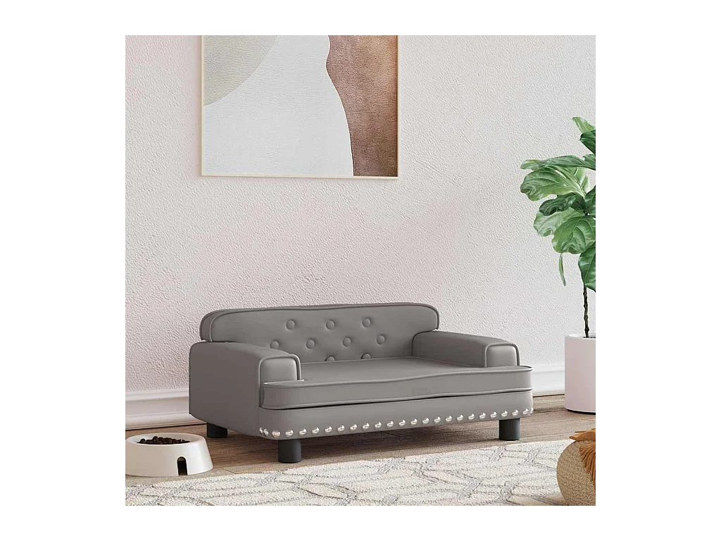 Cama para perros de cuero sintético gris 70x45x30 cm