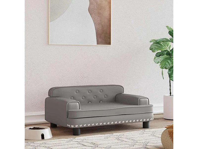 Lit pour chien gris 70x45x30 cm similicuir