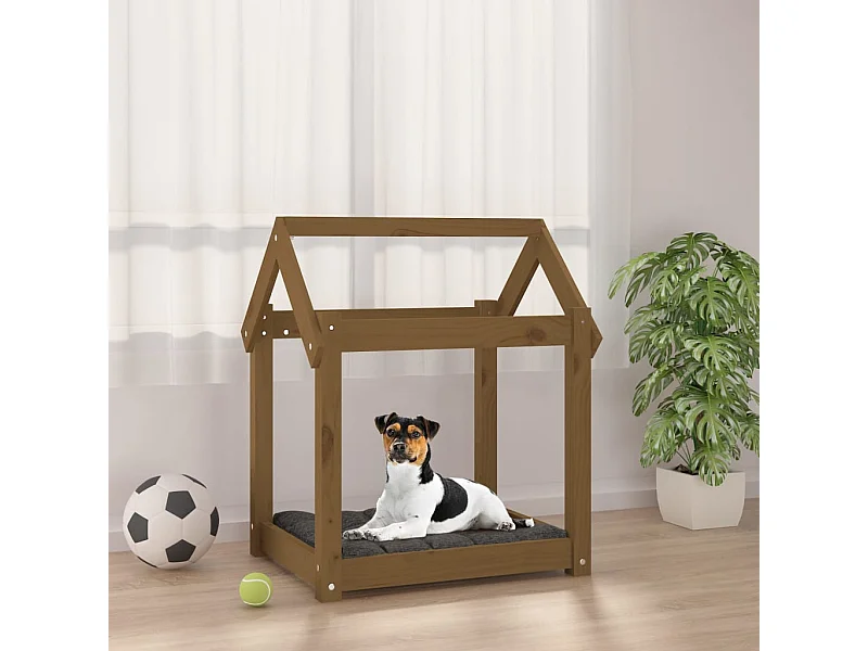 Cama para cães 61x50x70 cm pinho maciço castanho mel