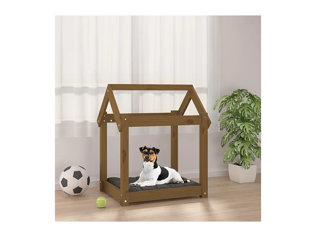 Cama para cães 61x50x70 cm pinho maciço castanho mel