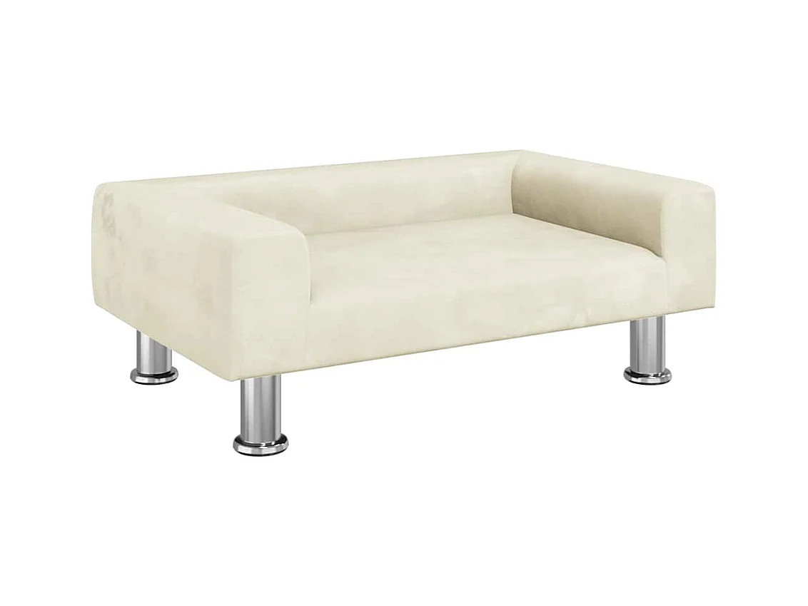 Cama para perros de terciopelo crema 70x45x26,5 cm