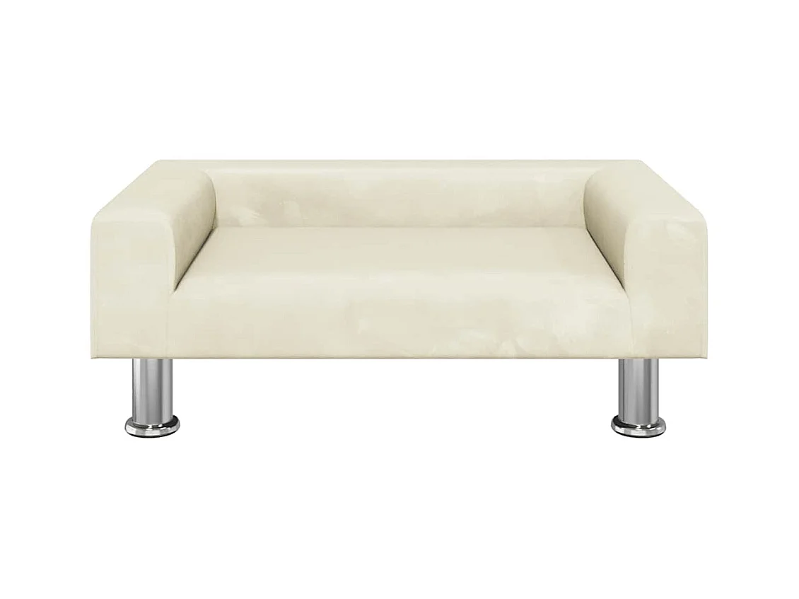 Cama para perros de terciopelo crema 70x45x26,5 cm