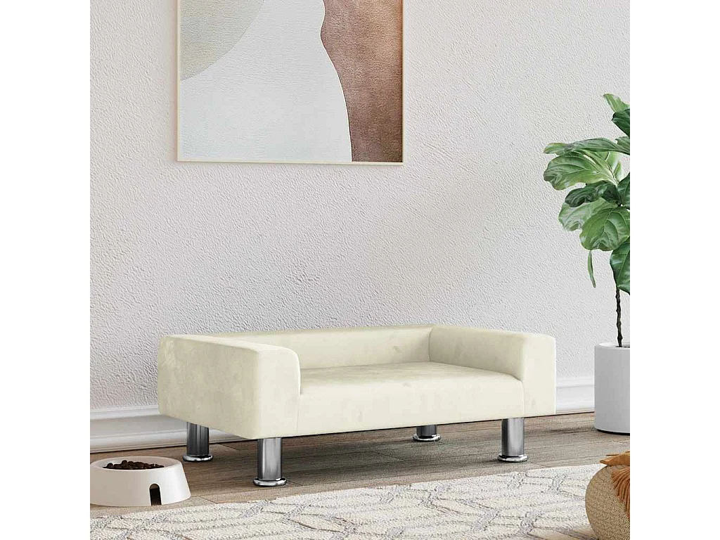 Cama para cães 70x45x26,5 cm veludo cor creme