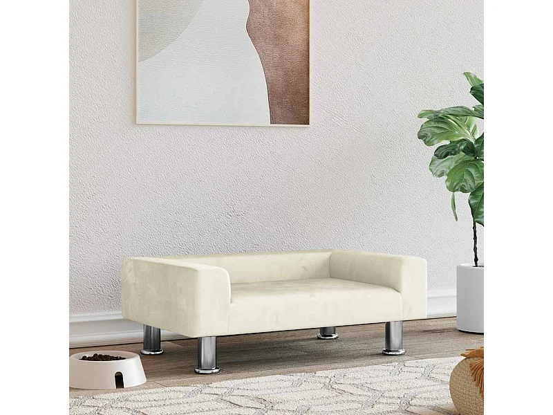 Hondenmand 70x45x26,5 cm fluweel crèmekleurig