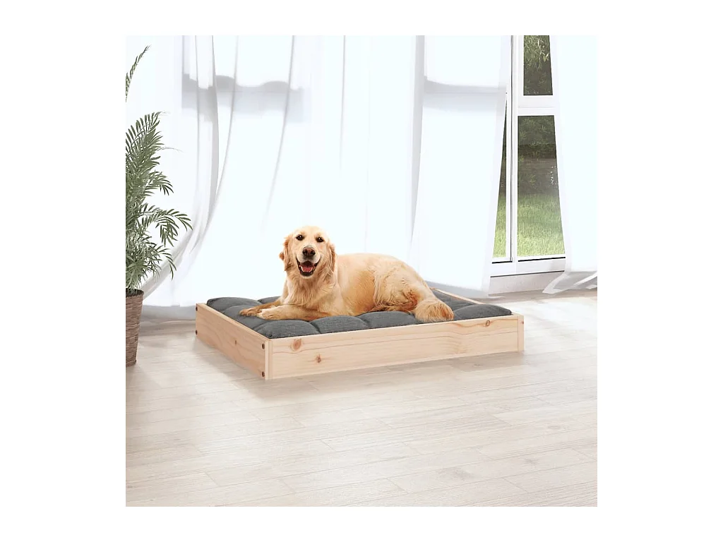 Cama para perros madera maciza de pino 71,5x49x9 cm