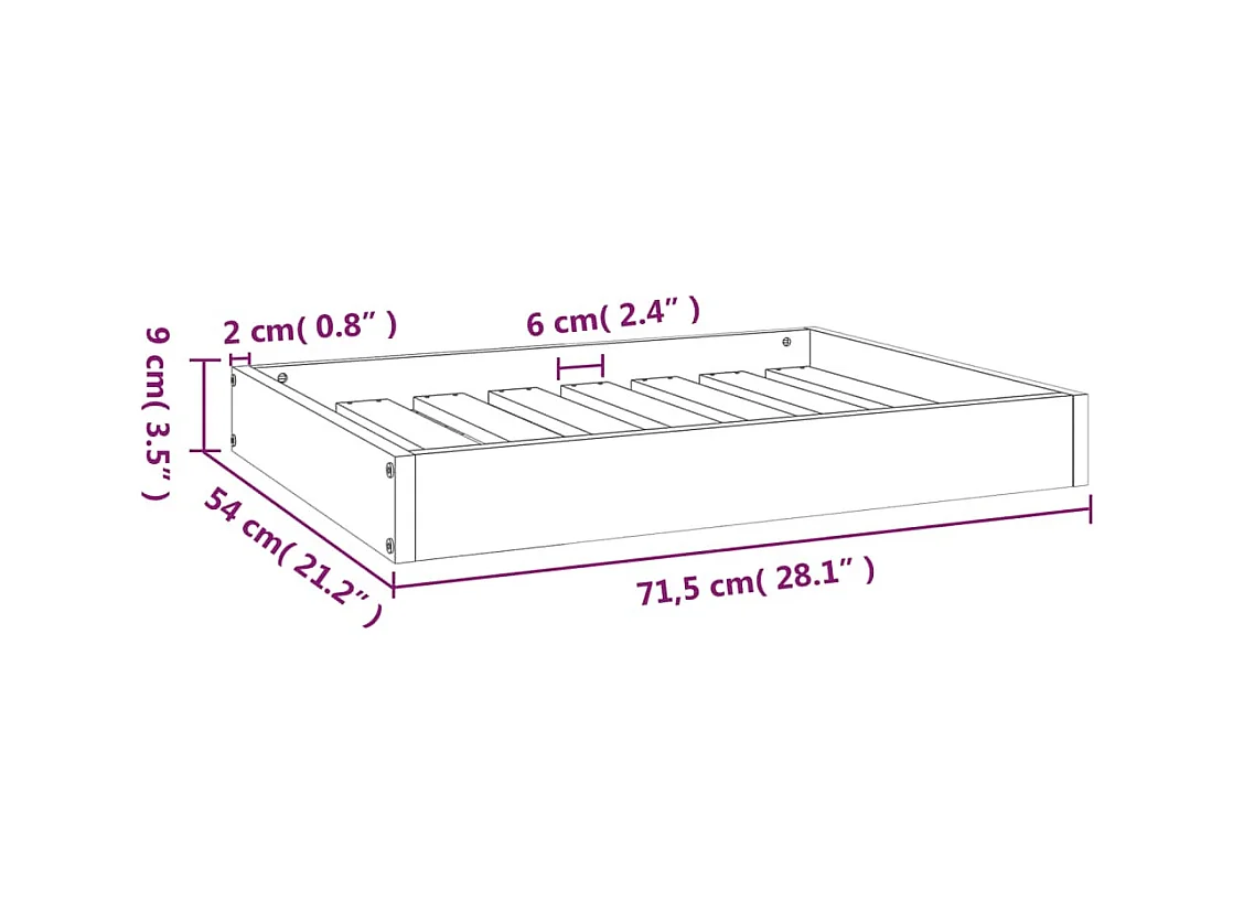 Cama para perros madera maciza de pino 71,5x49x9 cm