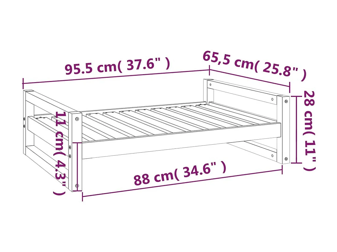 Lit pour chien Blanc 95,5x65,5x28 cm Bois de pin solide