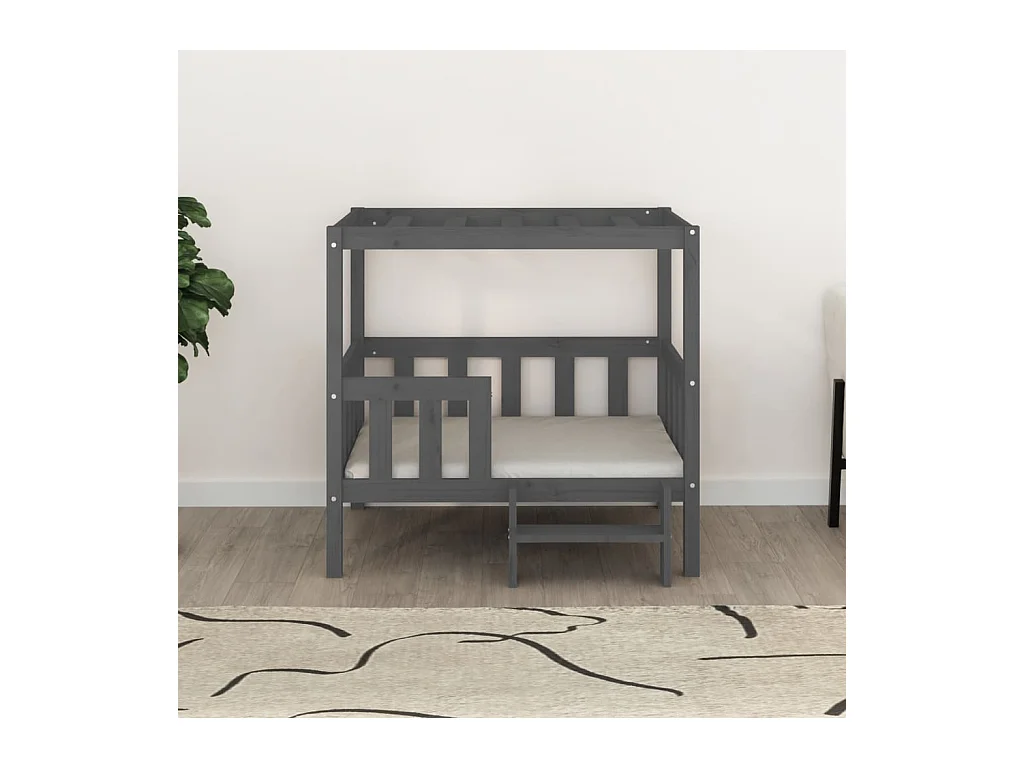 Cama para perros madera maciza de pino gris 95,5x73,5x90 cm