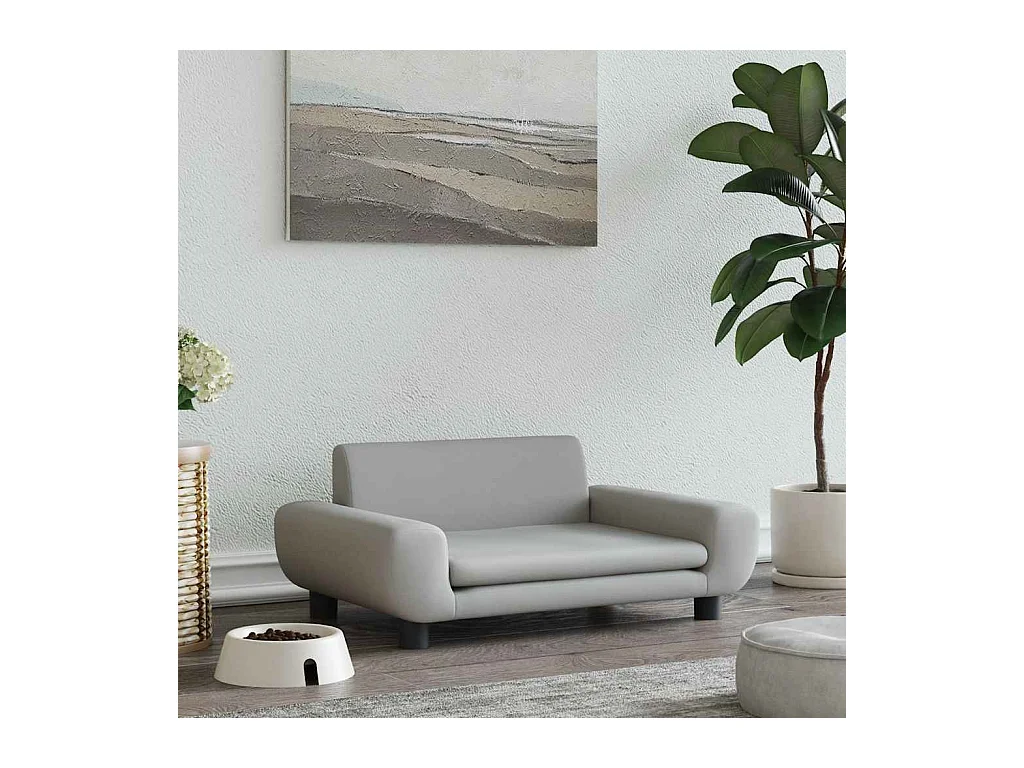 Cama para perros de terciopelo gris claro 70x45x33 cm