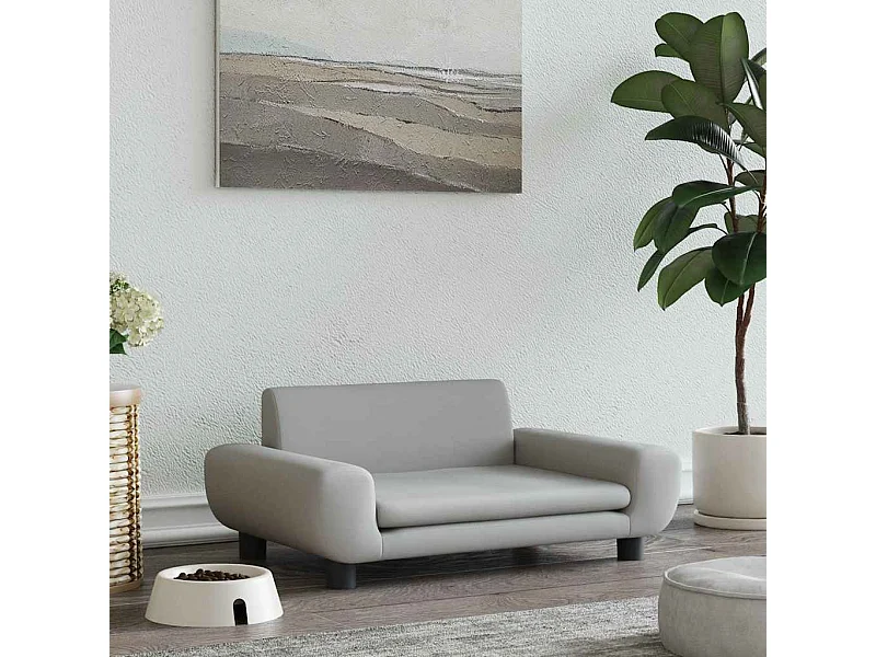 Cama para cães 70x45x33 cm veludo cinzento-claro