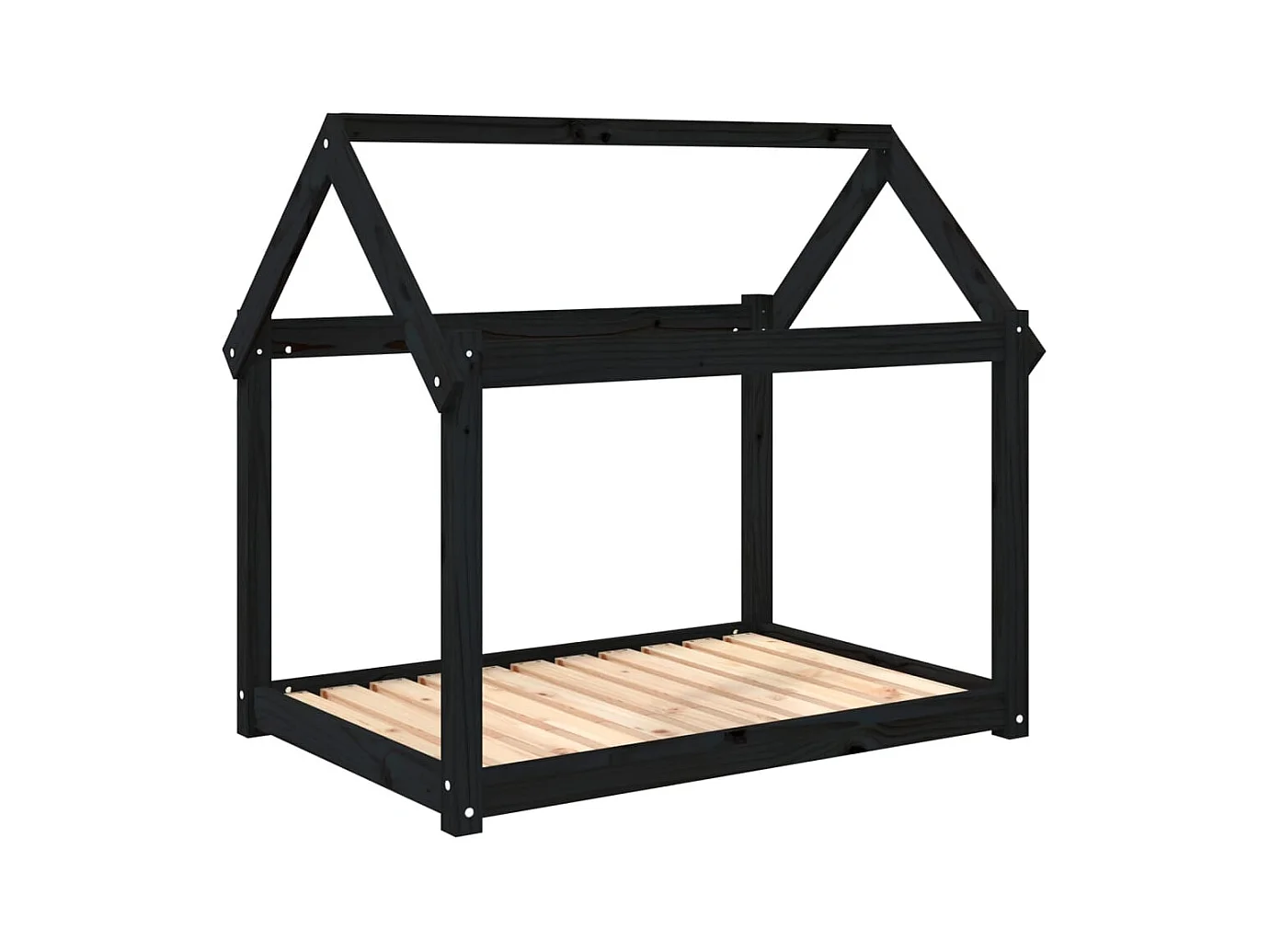 Cama para perros madera maciza de pino negro 101x70x90 cm