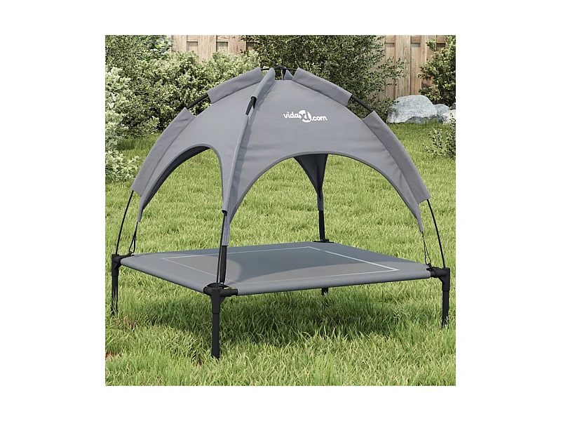 Lit pour chien avec auvent anthracite tissu Oxford et acier