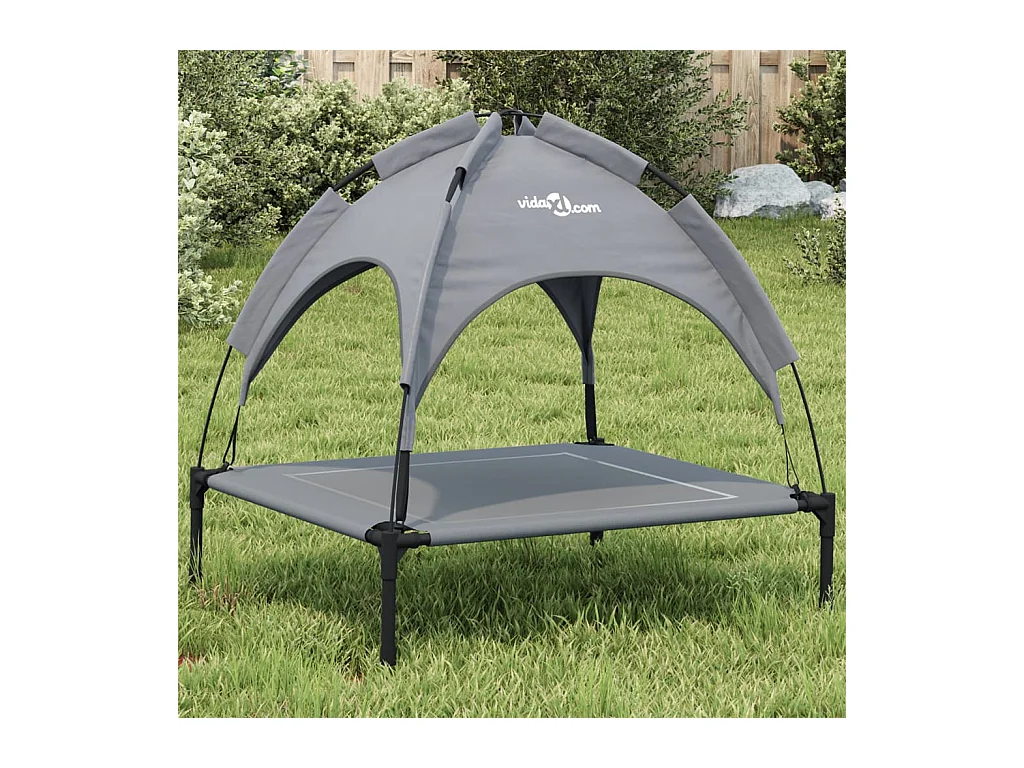 Lit pour chien avec auvent anthracite tissu Oxford et acier