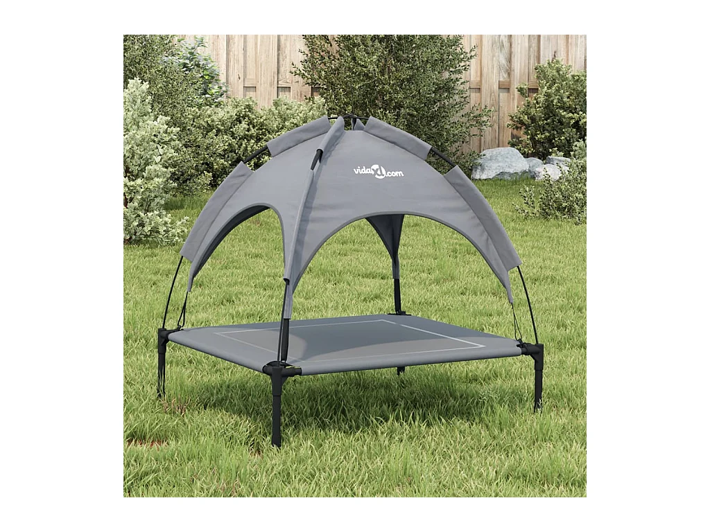 Lit pour chien avec auvent anthracite tissu Oxford et acier