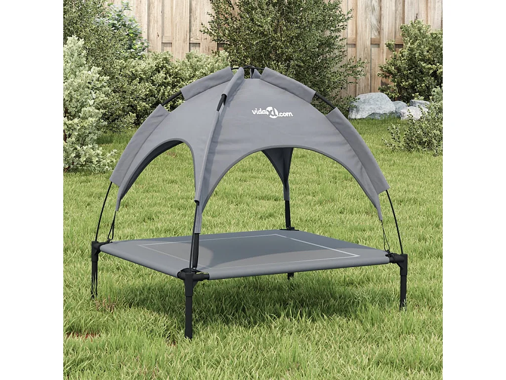 Lit pour chien avec auvent anthracite tissu Oxford et acier