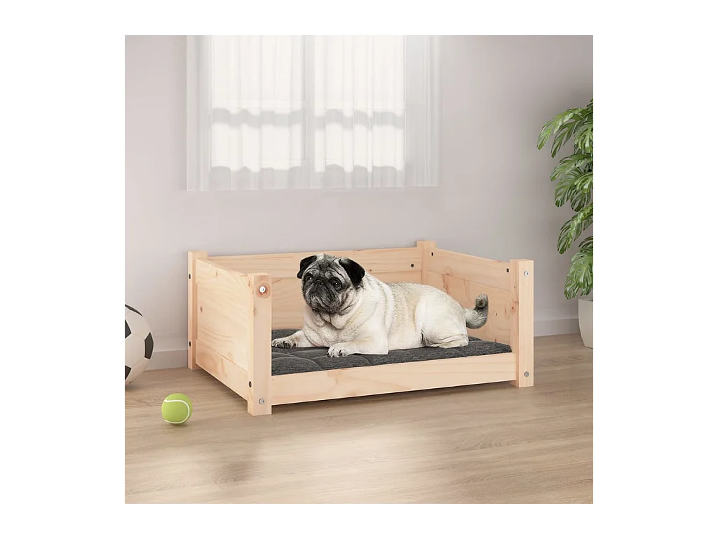 Cama para perros 65,5x50,5x28 cm de madera maciza de pino