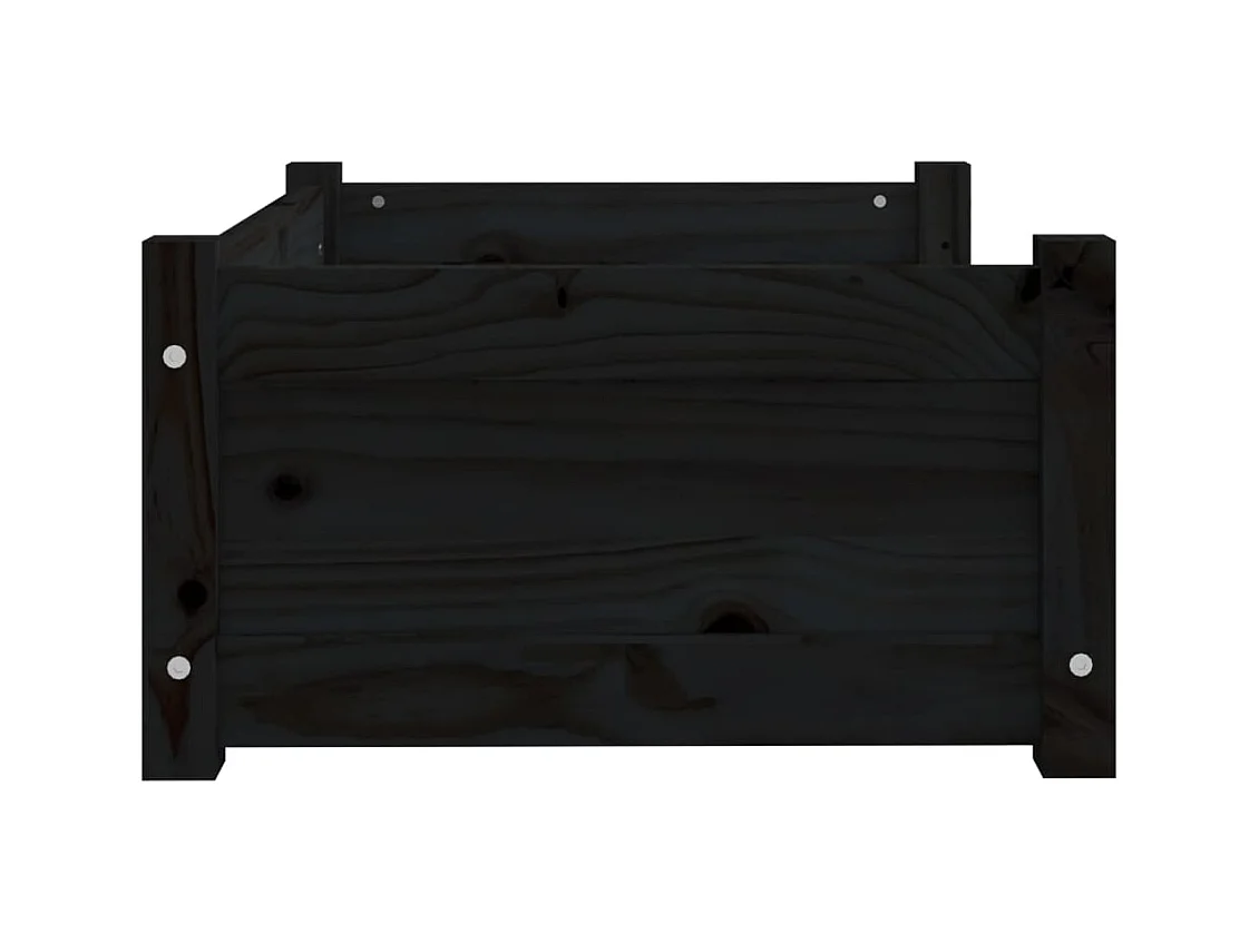 Cama para perros madera maciza de pino negro 65,5x50,5x28 cm
