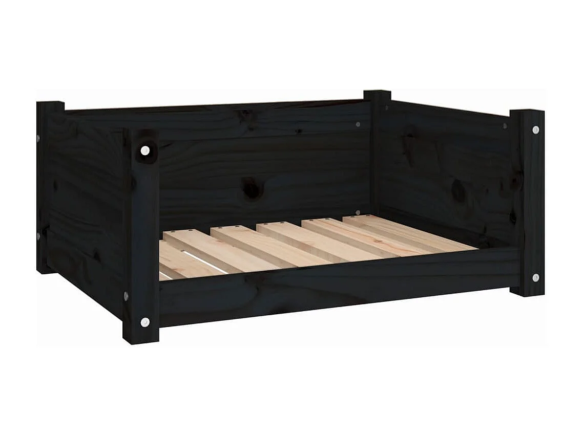 Lit pour chien Noir 65,5x50,5x28 cm Bois de pin solide