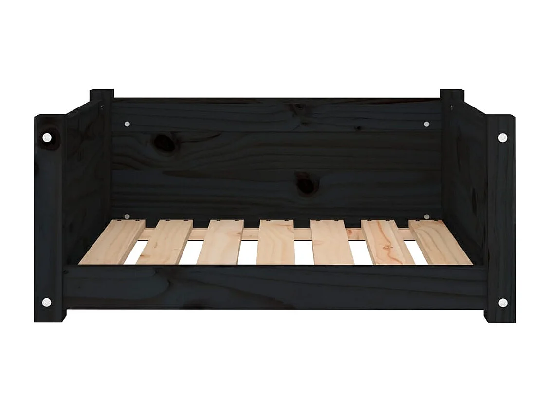 Lit pour chien Noir 65,5x50,5x28 cm Bois de pin solide