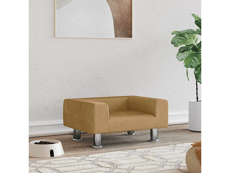 Cama para cães 50x40x26,5 cm veludo castanho