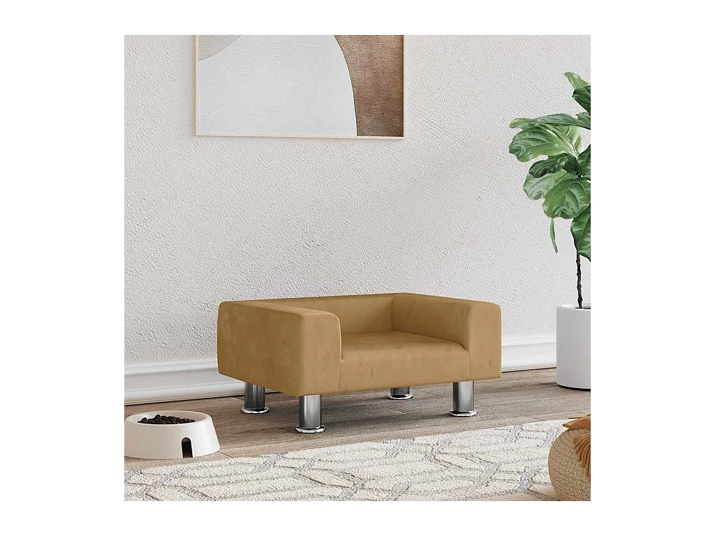 Cama para cães 50x40x26,5 cm veludo castanho