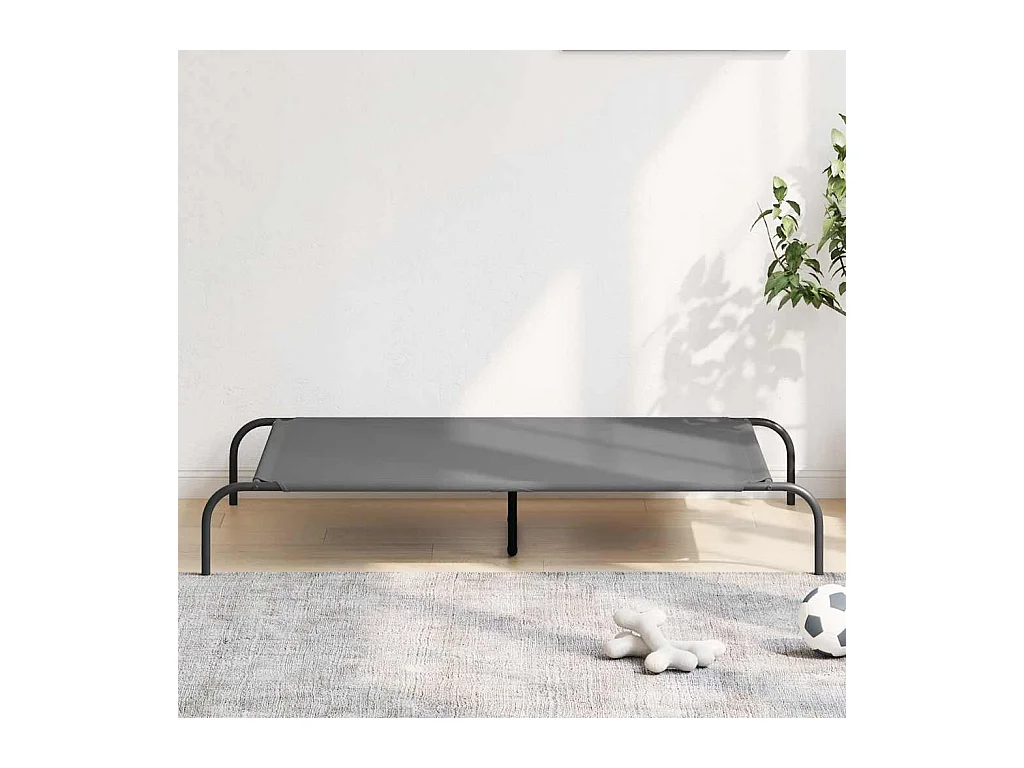 Cama para cães elevada 130x80x20cm tecido oxford e aço cinzento