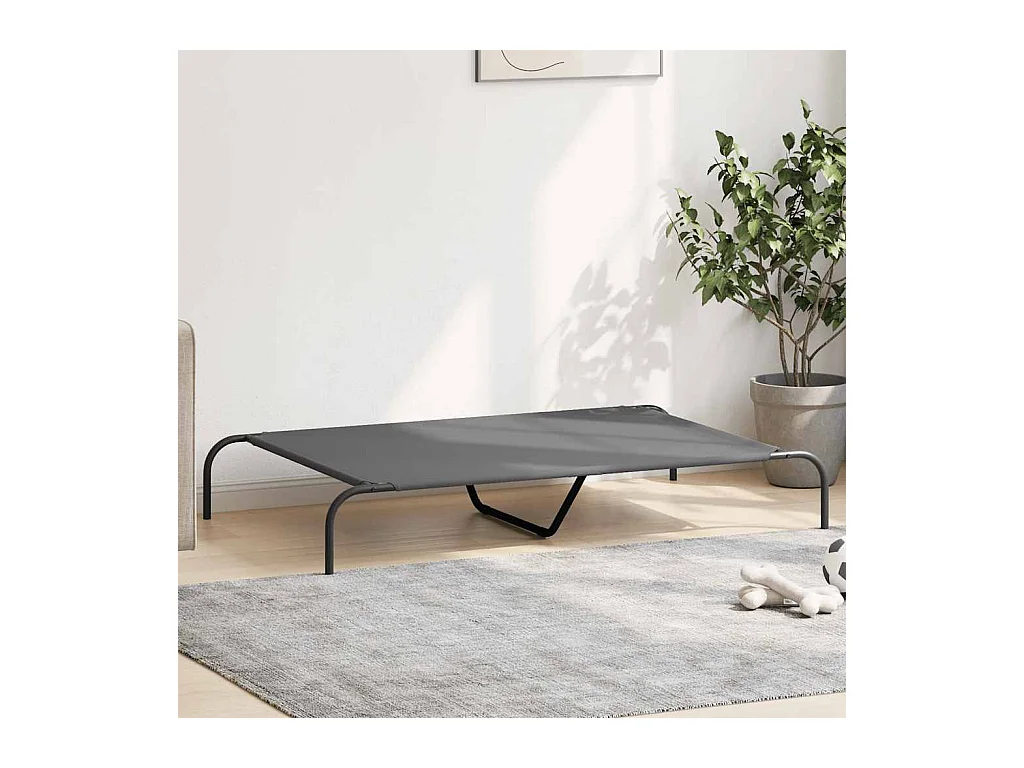 Cama para cães elevada 130x80x20cm tecido oxford e aço cinzento