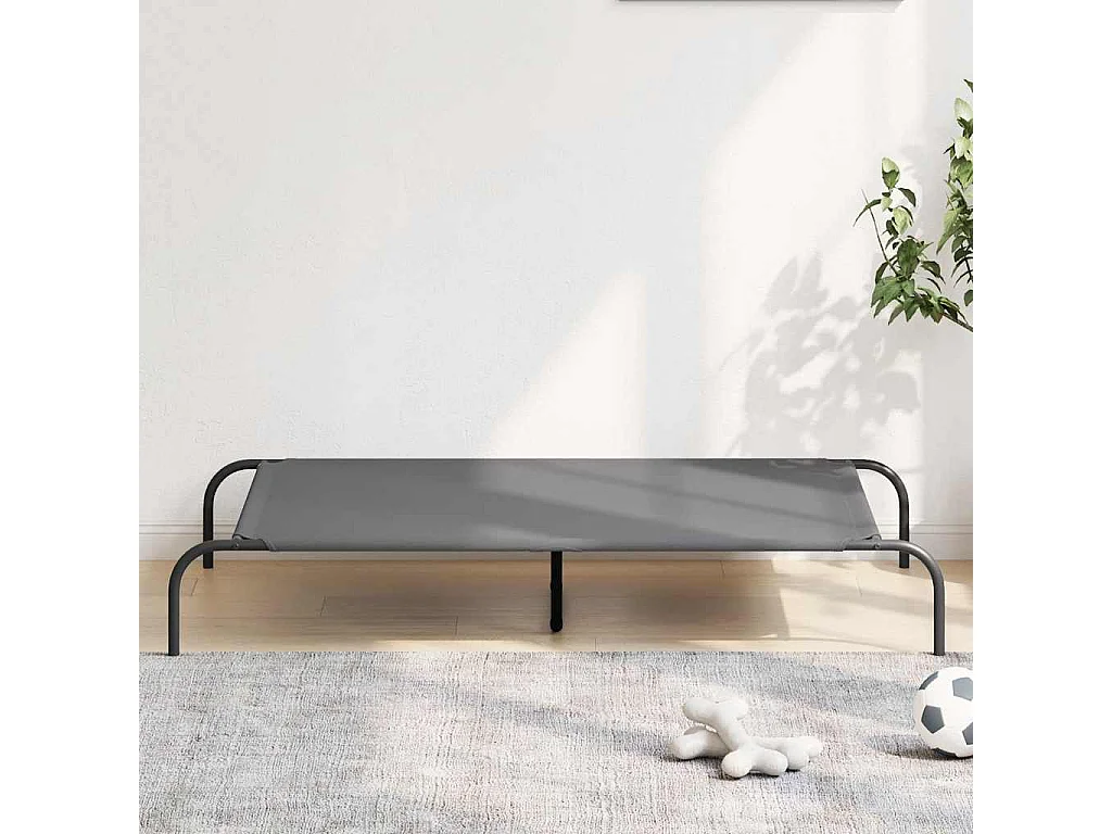 Cama para cães elevada 130x80x20cm tecido oxford e aço cinzento